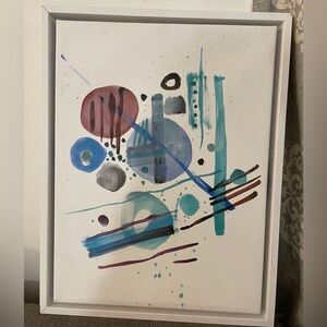 West Elm Abstract Circles & Strokes Wall Art - Teal, Blue, Purple 17” H x 13.5”